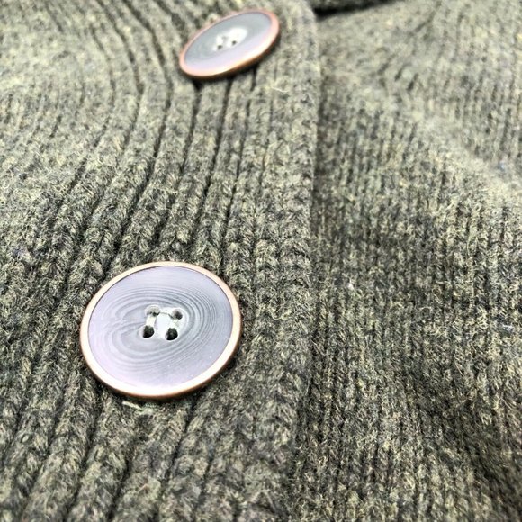 Vintage Fossil Women Sz M Wool Blend Bulky Long Sleeve Large Button Green Collar - Picture 8 of 12